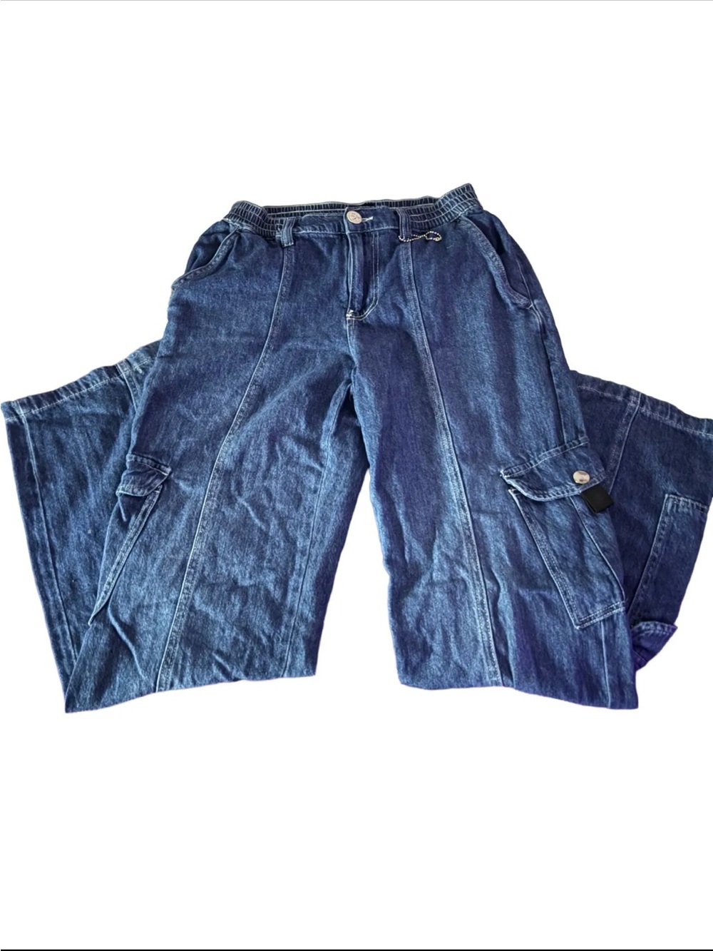 FiveStar General Dark Wash Baggy Wide Leg Cargo Jeans Size 1/25